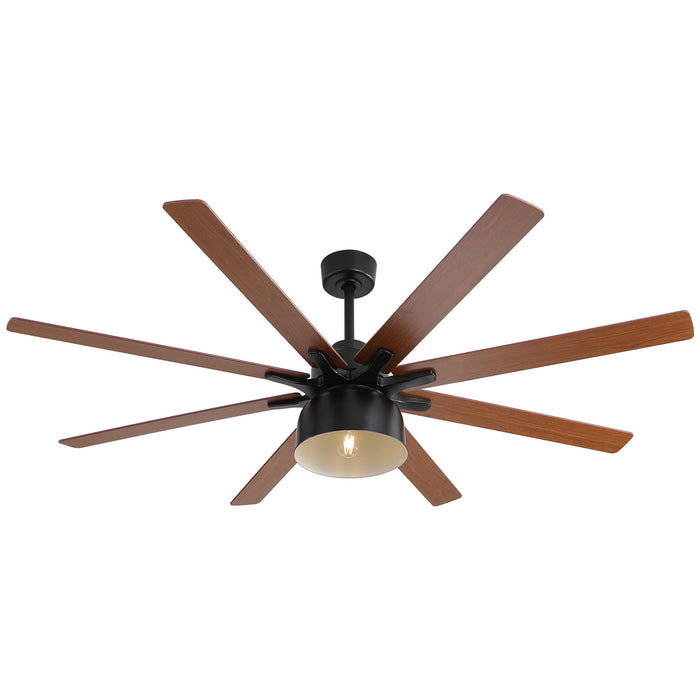 52" Ceiling Fan With 6 Speed Wind 8 Dual Colors Blades Remote Control Reversible DC Motor With Light - Black Daily Nest