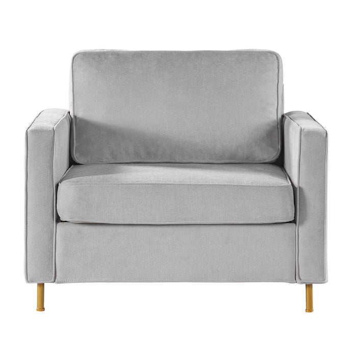 Accent Chair Upholstered Single Sofa With Square Arms, Sewn Pillow Back For Living Room Noble House