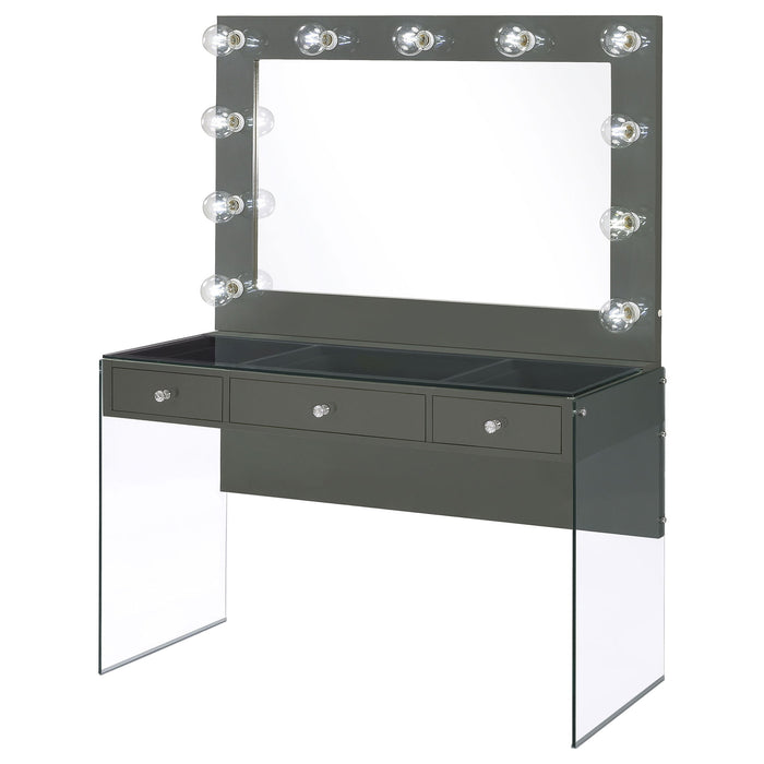 Katelyne - 3 Drawer Vanity Set With Mirror - Gray Furniture Max