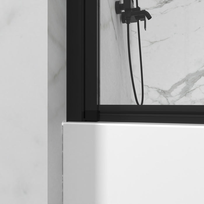 Goodyo Bathtub Screen Panel Shower Door 180° Pivot, Black