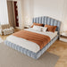 Queen Upholstered Bed Frame With Shell Shaped Headboard - Light Blue - Light Blue Hearth and Haven