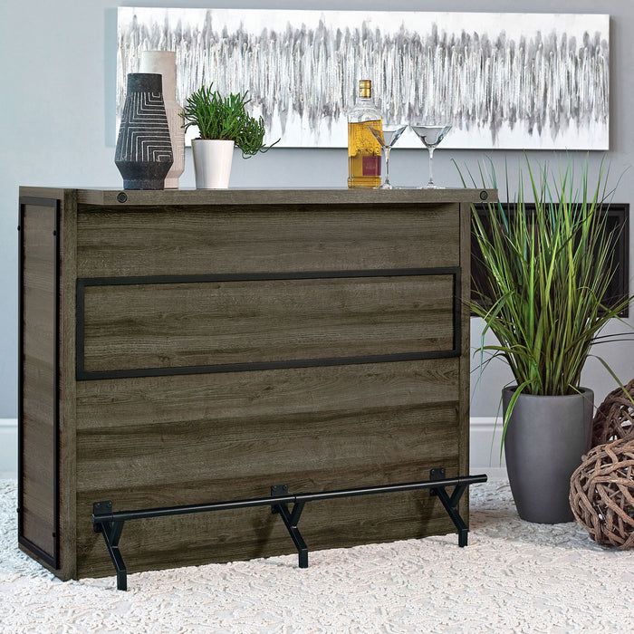 Garrison - 5 Shelf Home Bar Wine Cabinet With Stemware Racks And 12 Bottle Wine Storage - Oak Furniture Max
