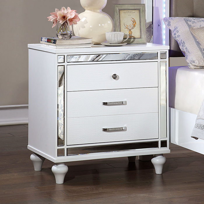 Contemporary Nightstand With Crocodile Textured Trim Home Essentials