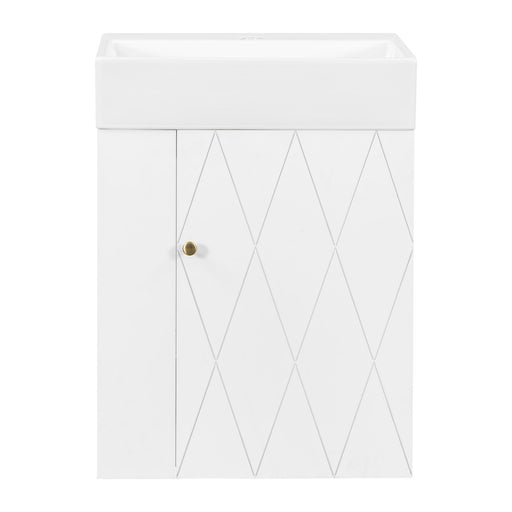 Modern Bathroom Vanity With Sink, Diamond Pattern Doors Hearth and Haven
