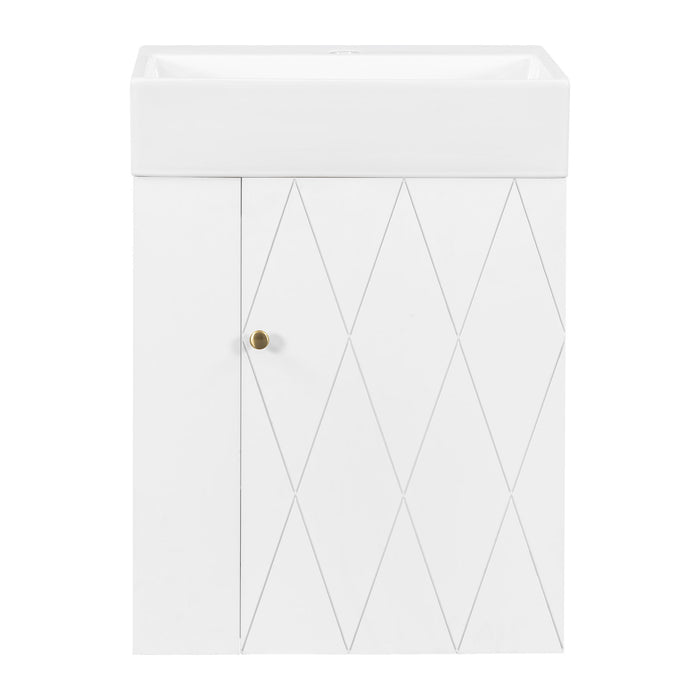 Modern Bathroom Vanity With Sink, Diamond Pattern Doors Hearth and Haven