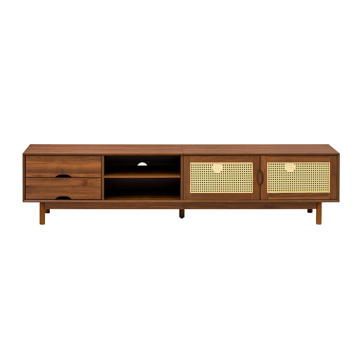 TV Stand For TVs Up To 85", Media Console With 2 Drawers - Walnut Hearth and Haven