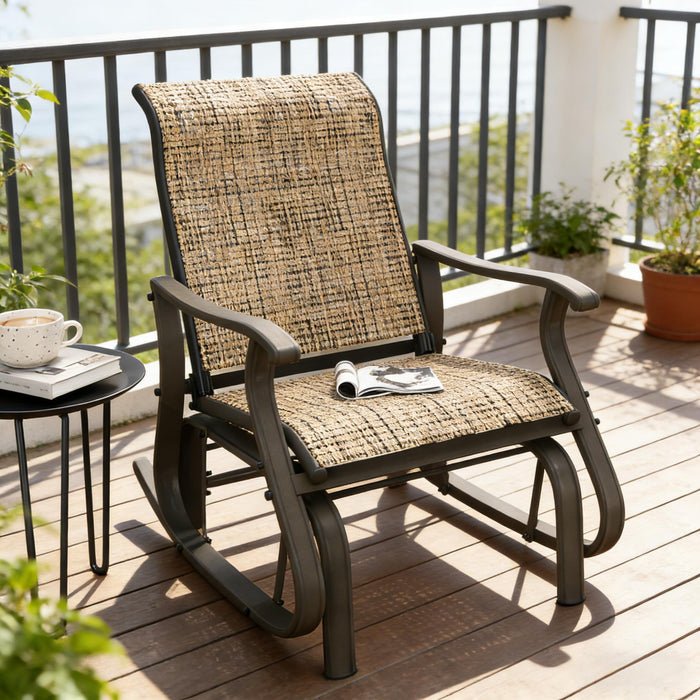 Outdoor Glider Swing Chair With Smooth Motion - Brown / Brown Mix Home Essentials