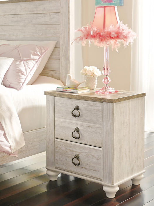 Willowton - Two Drawer Night Stand - Brown / Beige / White Signature Design by Ashley®