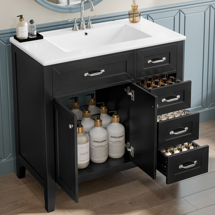 Modern Bathroom Vanity With Sink, Freestanding Design With Drawers And Doors Hearth and Haven