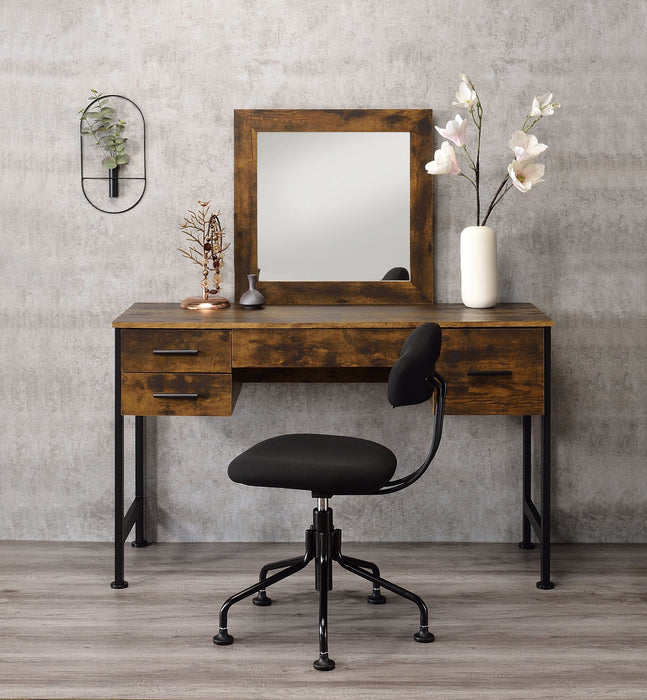 Juvanth - Vanity Desk & Mirror - Rustic Oak & Black ACME