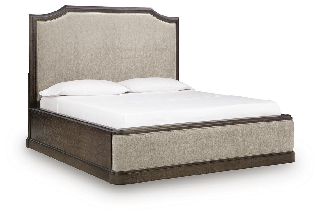 Wickenger - King Upholstered Panel Bed - Dark Brown Signature Design by Ashley®