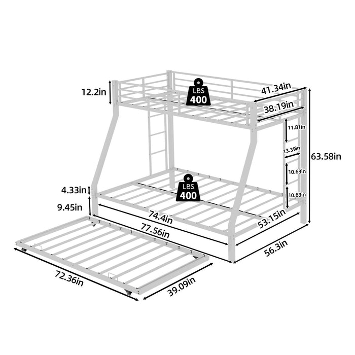 Bunk Bed For Kids, Convertible Frame With Ladders & Guardrail Home Essentials