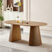 Dining Table, Flexible Extendable Oval Design With Slatted Legs - Natural Wood Home Essentials