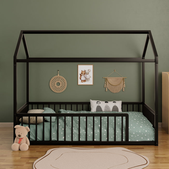 Montessori Floor Bed Frame With House Shape Hearth and Haven
