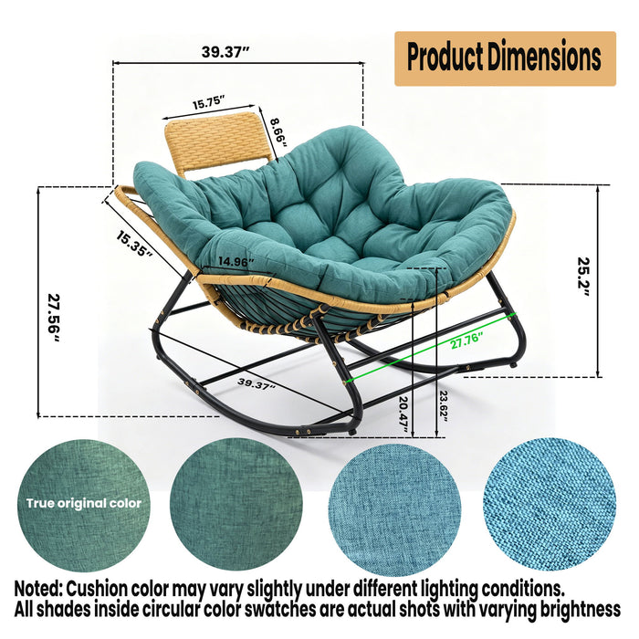 Oversized Papasan Rocking Chair Outdoor With Thick Cushion Home Essentials