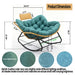 Oversized Papasan Rocking Chair Outdoor With Thick Cushion Home Essentials