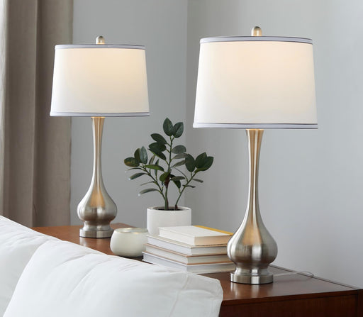 Cairo - Contemporary Table Lamp (Set of 2) - Nickel / White / Silver Trim Lumi Source