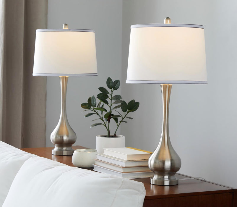 Cairo - Contemporary Table Lamp (Set of 2) - Nickel / White / Silver Trim Lumi Source