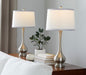 Cairo - Contemporary Table Lamp (Set of 2) - Nickel / White / Silver Trim Lumi Source