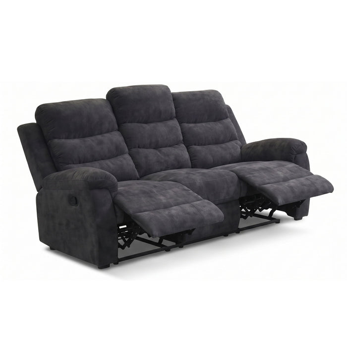 3 Seater Manual Recliner Sofa With 150° Recline, 2 Adjustable Side Seats, Extended Footrest, Oversized Seating For Living Room - Dark Gray Home Essentials