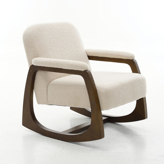 Curved Frame Rocking Accent Chair - Beige / Brown Home Essentials