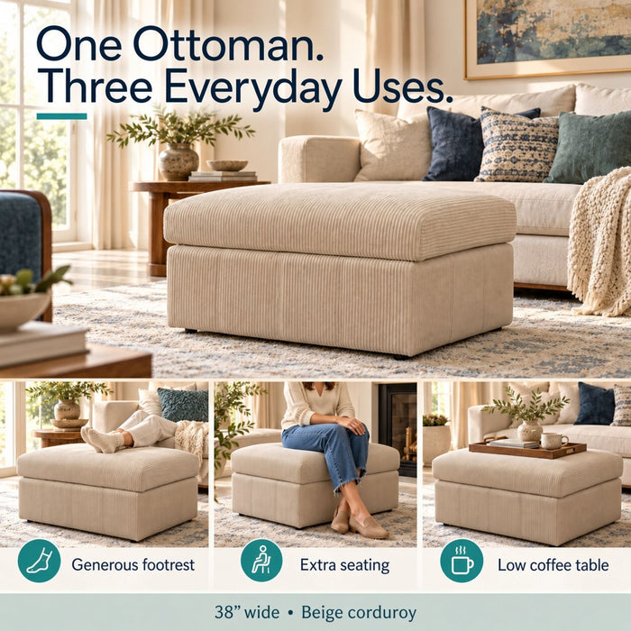 Oversized Ottoman Footrest, Living Room Accent Home Essentials