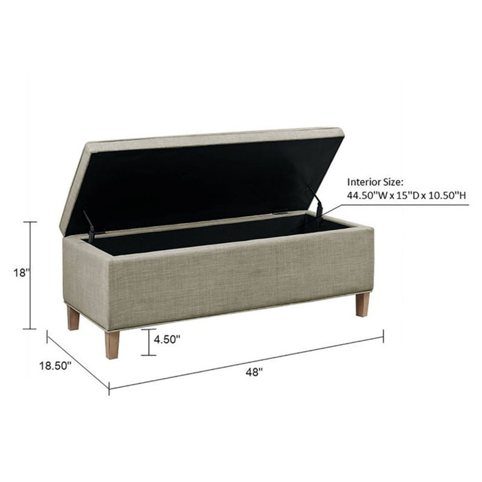 Caymus - Rectangular Soft Close Storage Bench - Light Gray