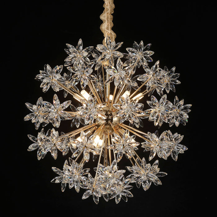 Michael Amini Lighting - Bouquet 10-Light Round Crystal Chandelier - Gold Michael Amini