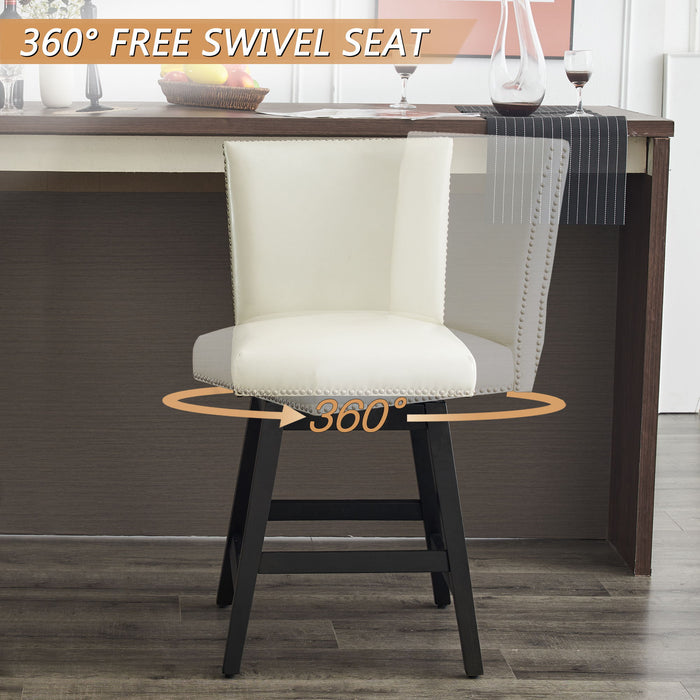 Upholstered Swivel Bar Stools High Back (Set of 2) - Cream White Home Essentials