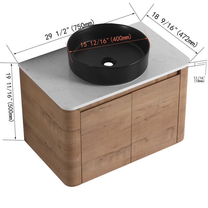 Wall Mounted Bathroom Vanity & Art Sink & 1 Soft Close Door Home Essentials