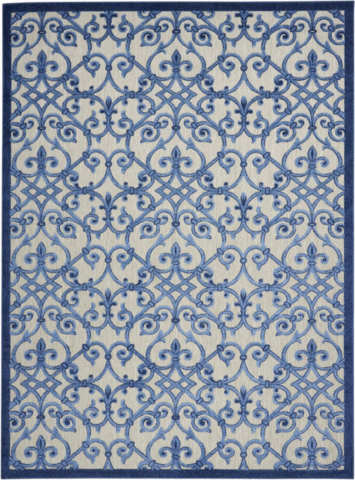 8' X 11' Floral Outdoor / Indoor Area Rug - Blue / Gray