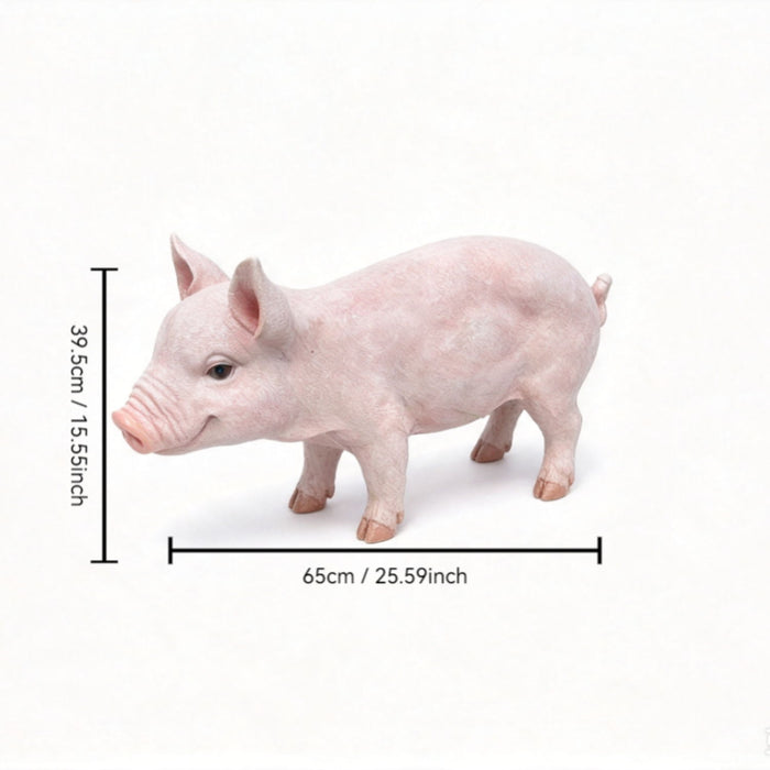 Cute Pig Garden Statue, Farm Pig Figurine Lawn Ornament, Weatherproof Outdoor Sculpture Decor - Baby Pink Home Essentials