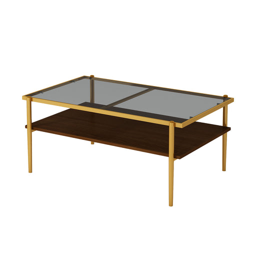 Rectangle Coffee Table With Tempered Glass Top And Legs, Modern Table For Living Room Home Essentials