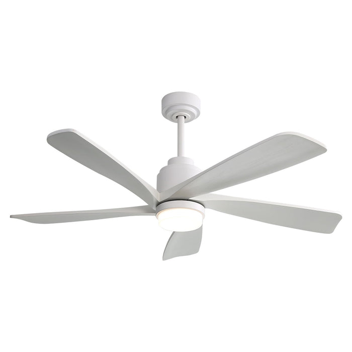 52" Ceiling Fan With Dimmable LED Light, 5 Blades, Reversible DC Motor, Smart Remote Control - White Daily Nest