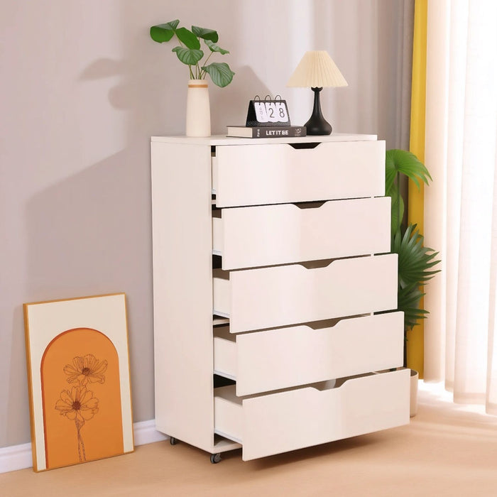 Modern 5 Drawer Dresser With Wheels Home Essentials