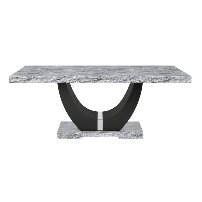 Lyra - Dining Table Top And Base Bottom - Gray Faux Marble