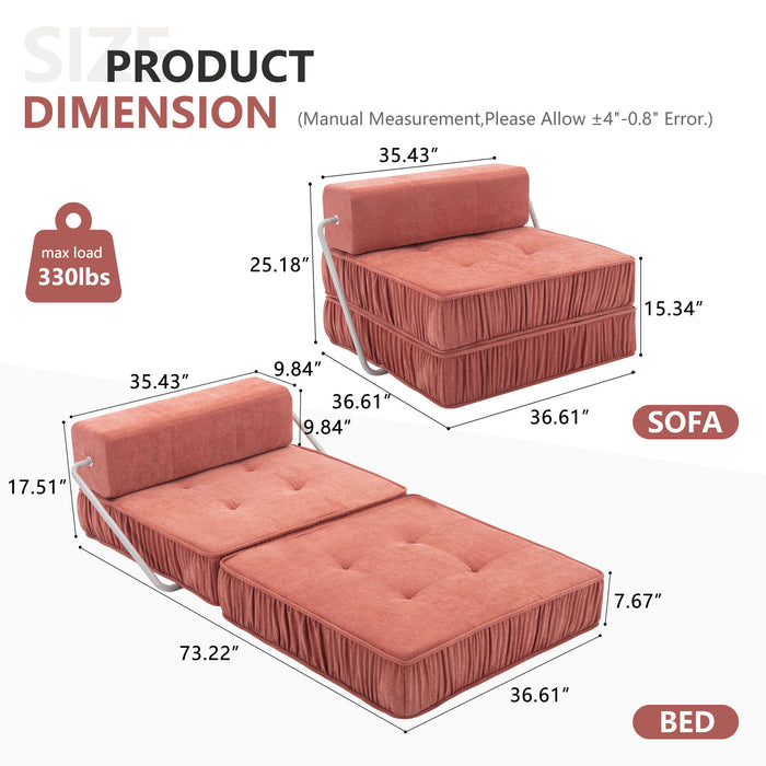 Folding Sofa With Removable Back Cushion, Convertible Futon Sleeper Chair Home Essentials