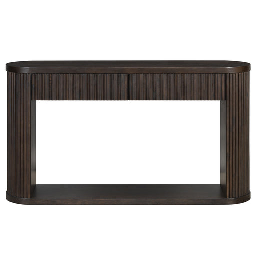 Oval Fluted Console Table With 2 Drawers And Bottom Shelf Hearth and Haven