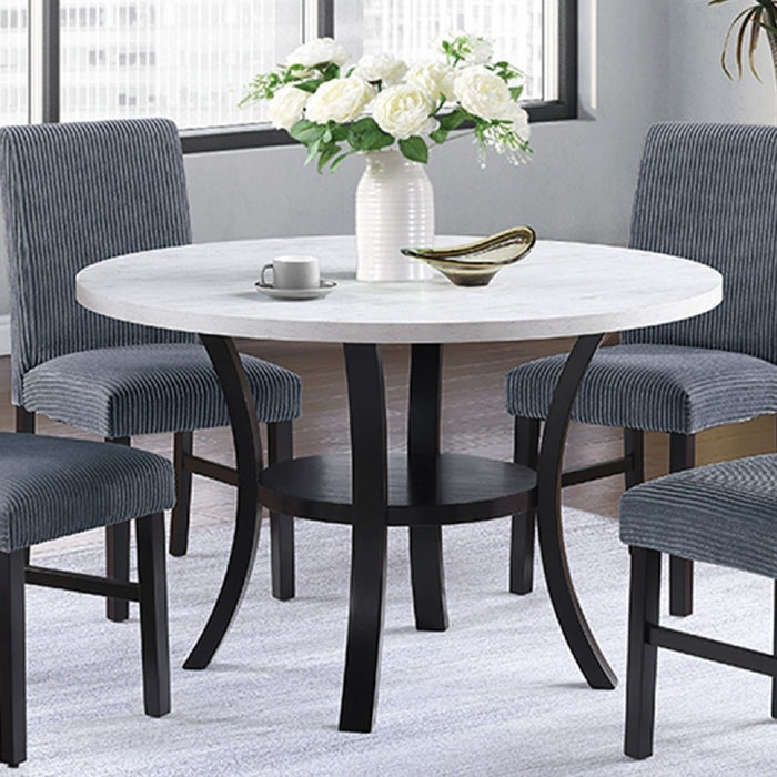 5 Piece Dining Set Chairs, Table With Lower Shelf - Black / Dark Gray / White Home Essentials