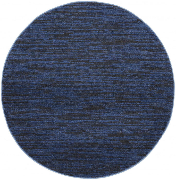 4' X 4' Round Non Skid Indoor / Outdoor Area Rug - Midnight Blue