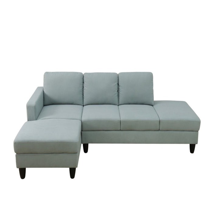 L - Shaped Sectional Sofa With Left Chaise & Ottoman - Pale Green Home Essentials