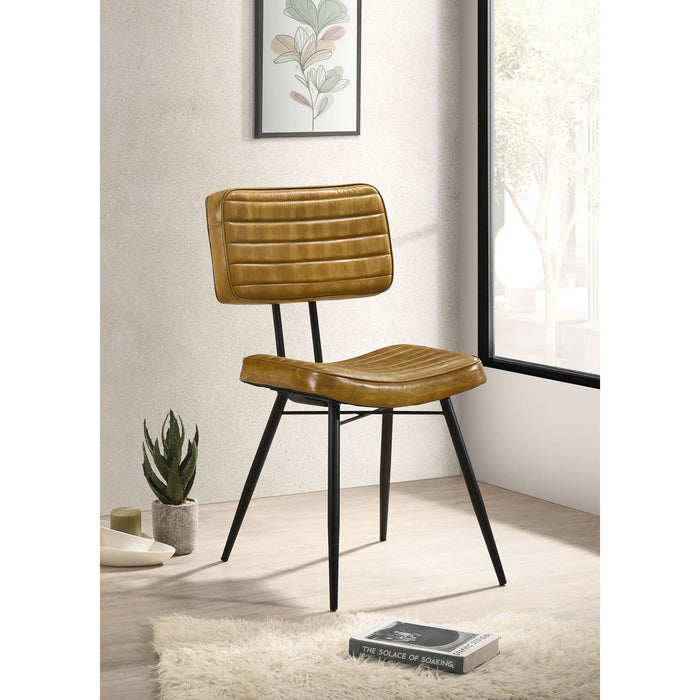 Tufted Side Chairs Upholstery And Tapered Legs (Set of 2) - Camel Furniture Max