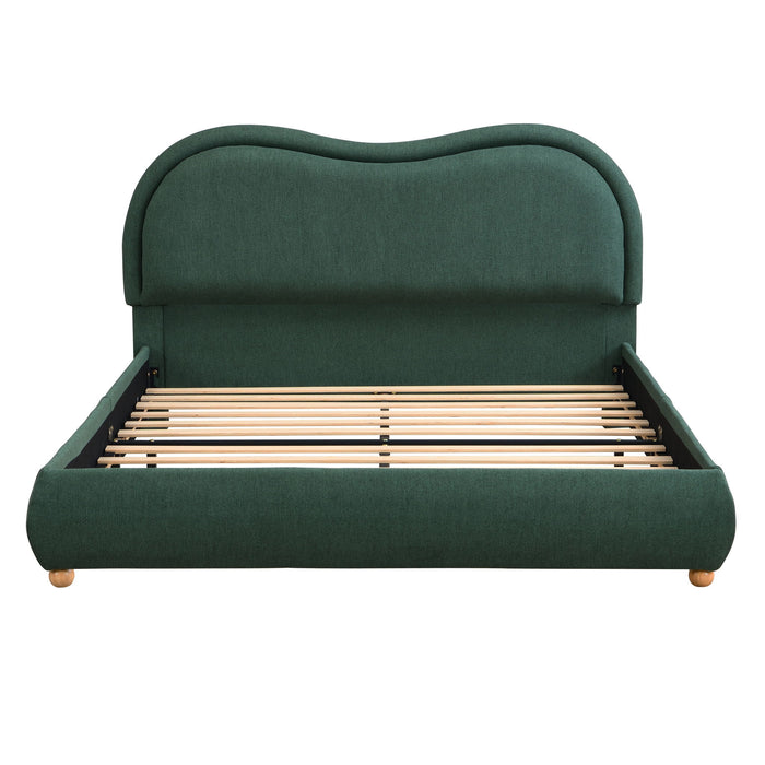Upholstered Platform Bed Frame With Curved Headboard Home Essentials