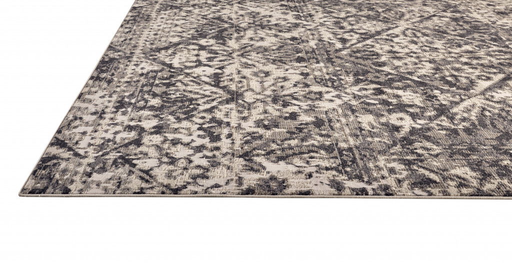 Abstract Stain Resistant Area Rug - Gray, Ivory And Silver - 8' X 11'