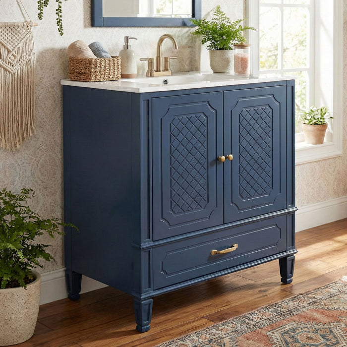 Bathroom Vanity With Sink, Soft Closing Door, Multi Functional Storage Noble House