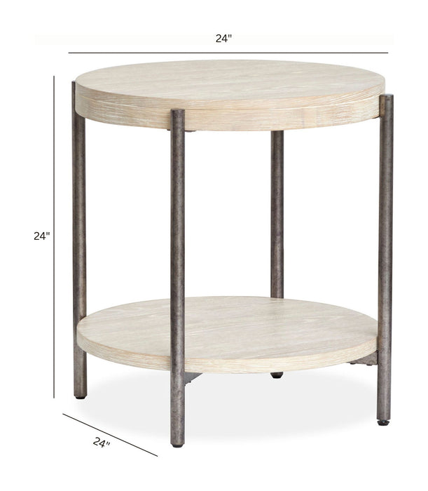 Jennings - Round End Table - Edgecomb Gray And Weathered Antique Nickel Magnussen Furniture