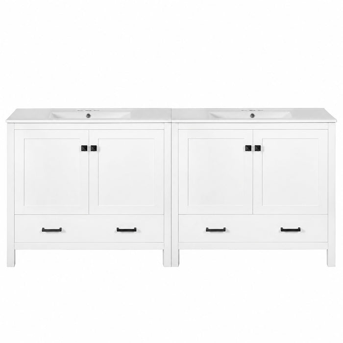 Bathroom Vanity With Sink, Soft Close Doors, Double Storage Shelves & Divided Drawer Ample Storage - White Hearth and Haven