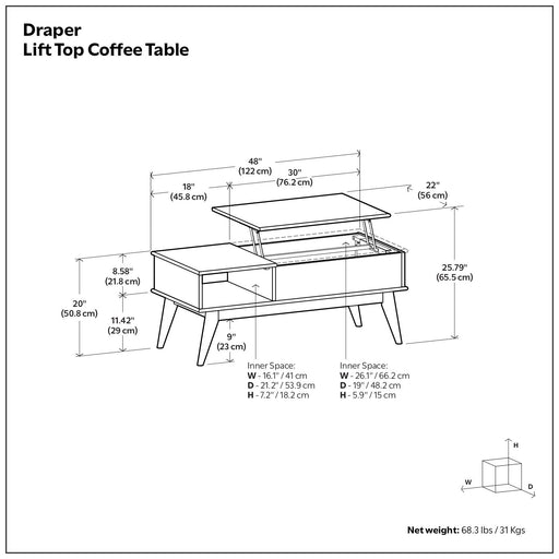 Draper - Lift Top Coffee Table - Teak Simpli-Home