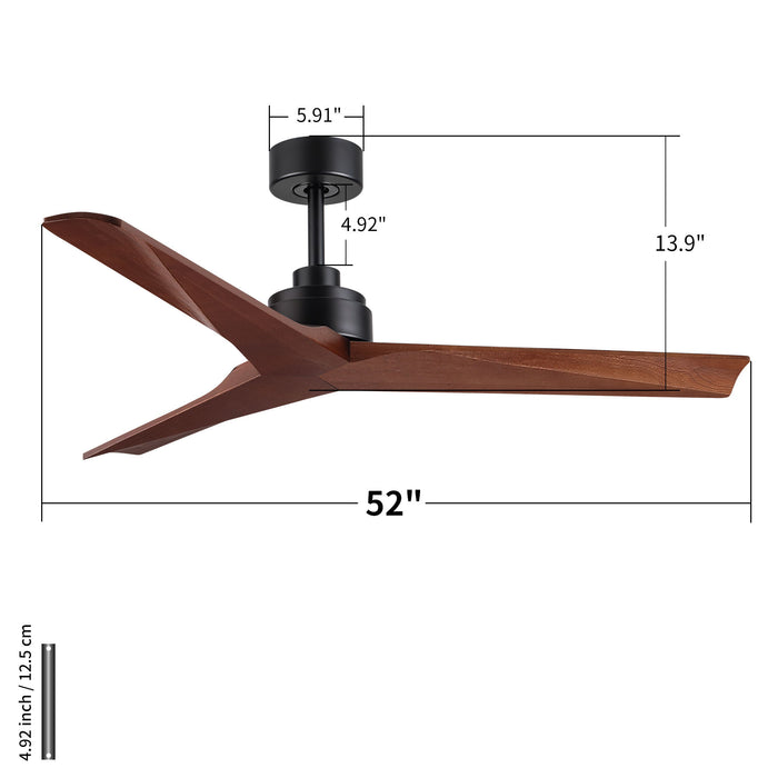 Ceiling Fan Without Light, DC Motor, No Light, Quiet Reversible Ceiling Fan For Living Room - Black Daily Nest