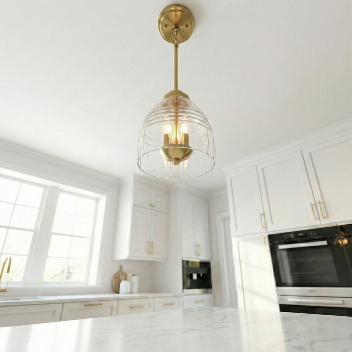 Ember - 3 Candle Lights Chain Pendant - Clear / Gold Ashcroft Furniture